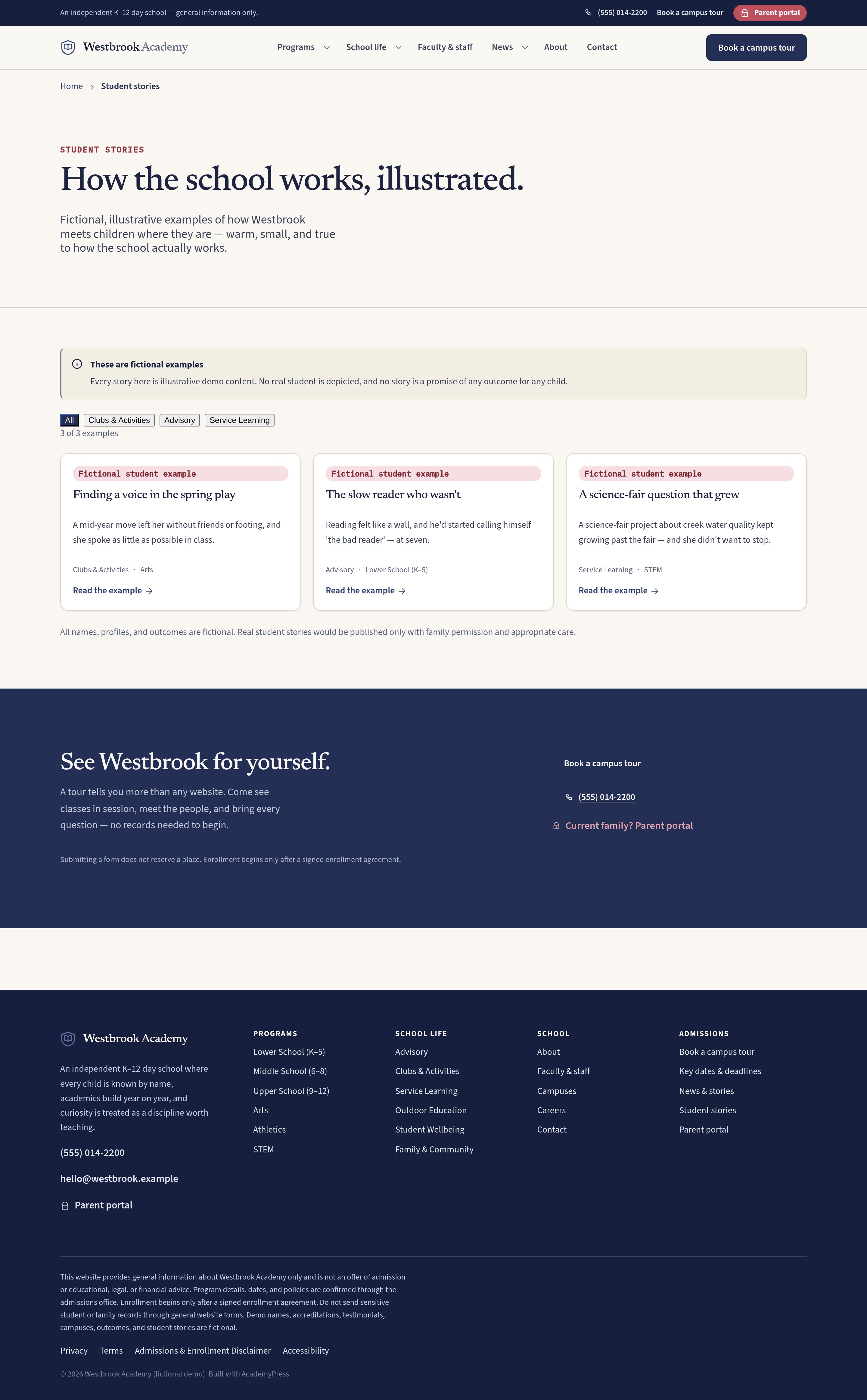 Student stories — warm and illustrative