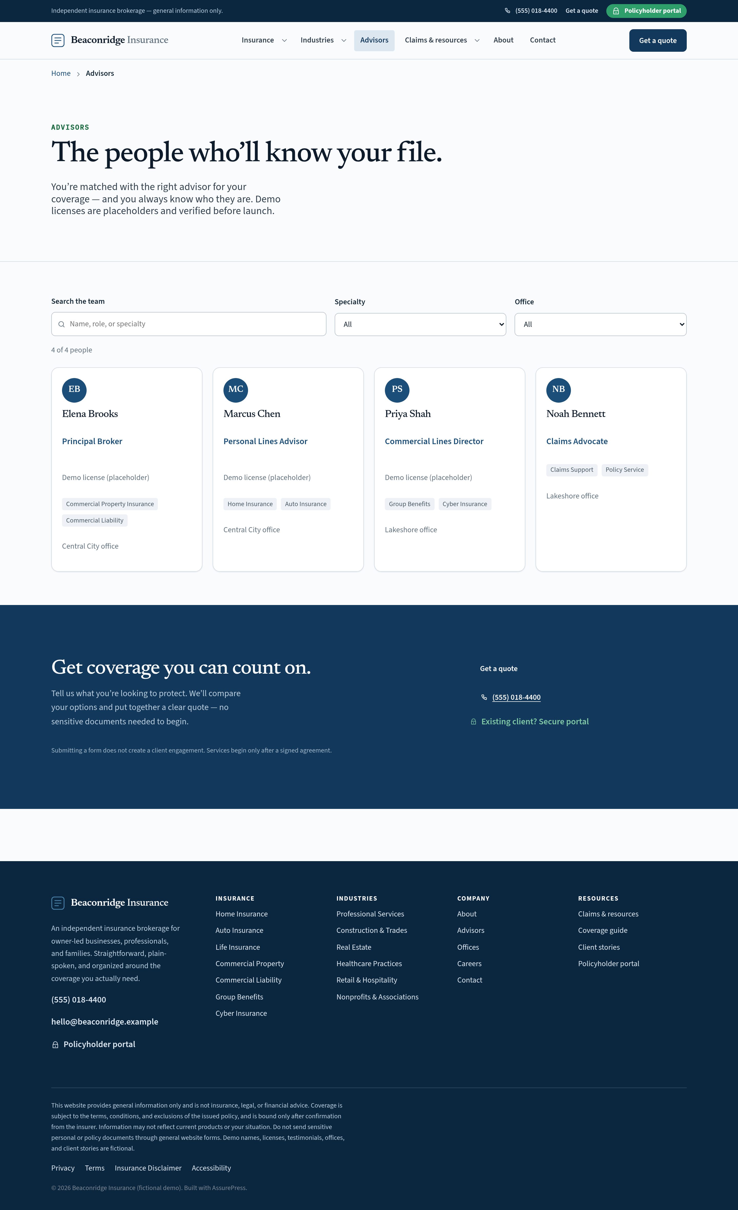 Advisors — the people behind the coverage
