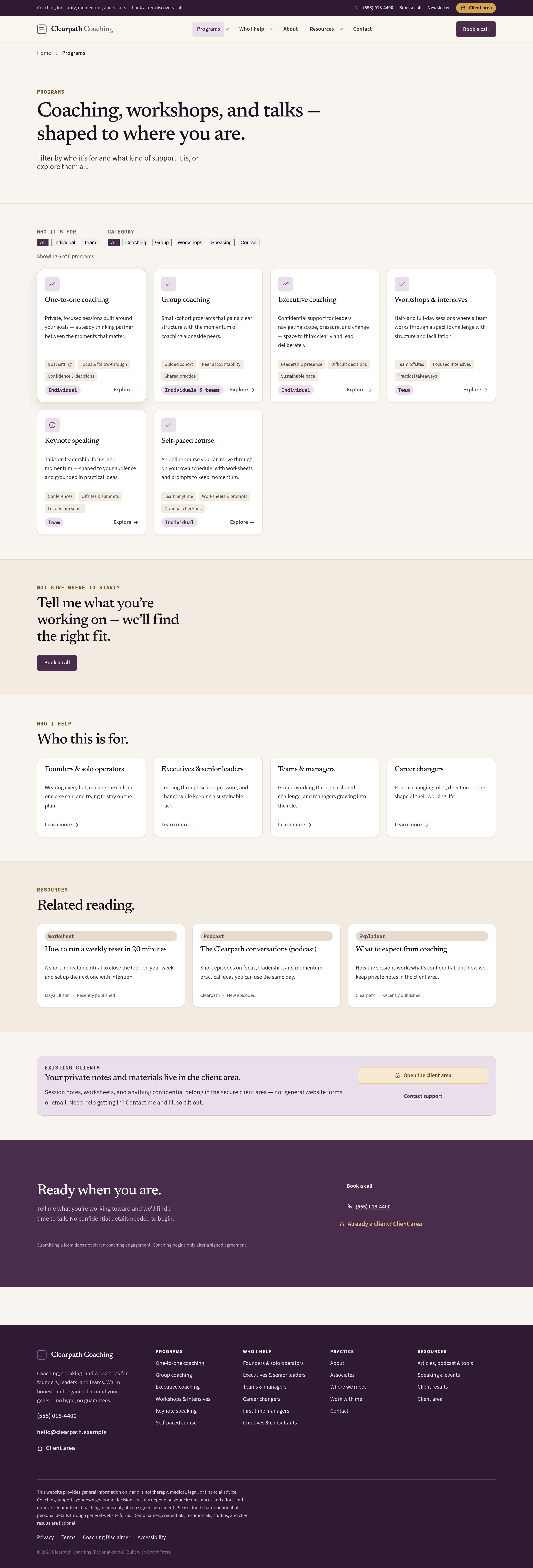 Programs — 1:1 through speaking