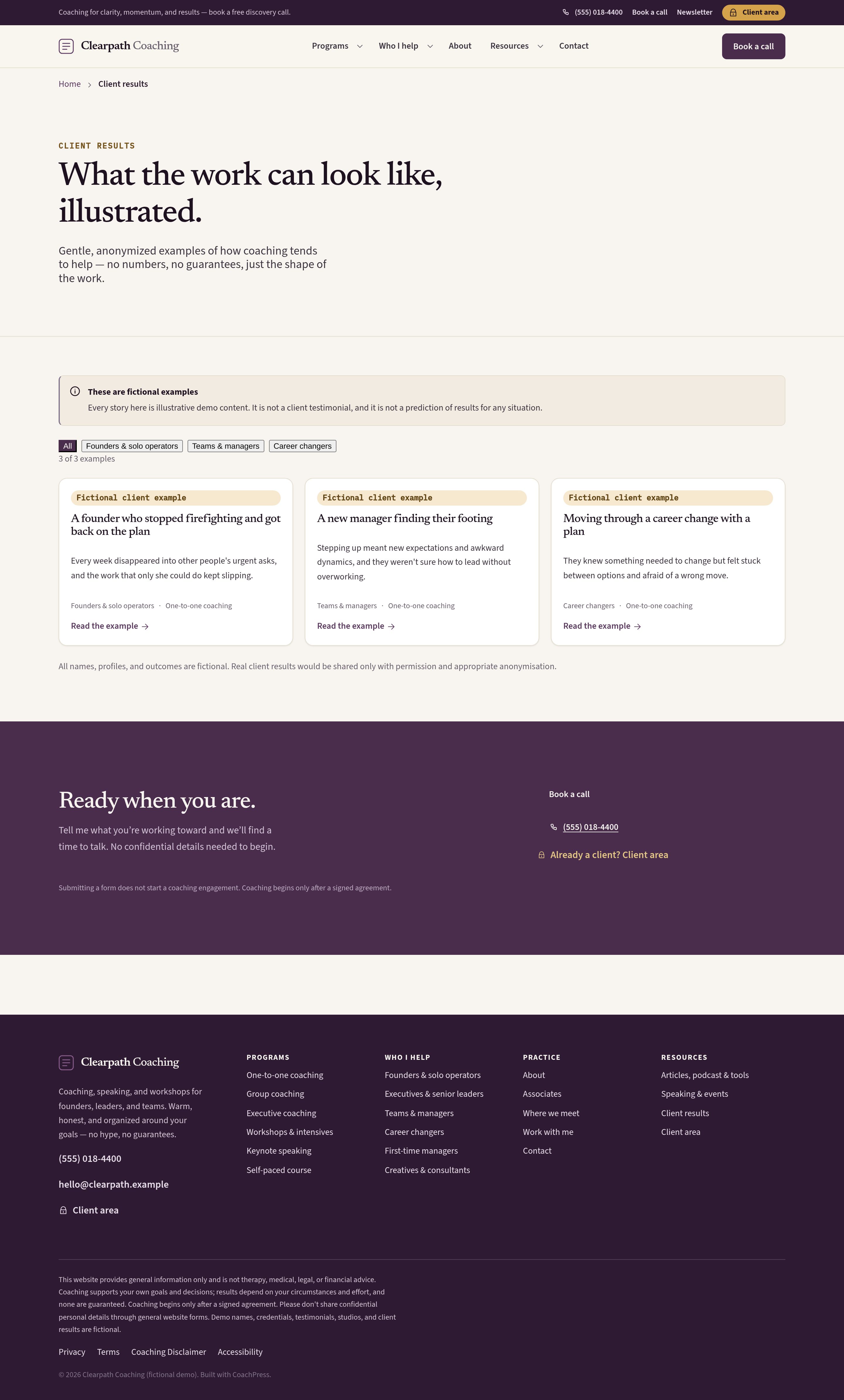 Client results — gentle, illustrative