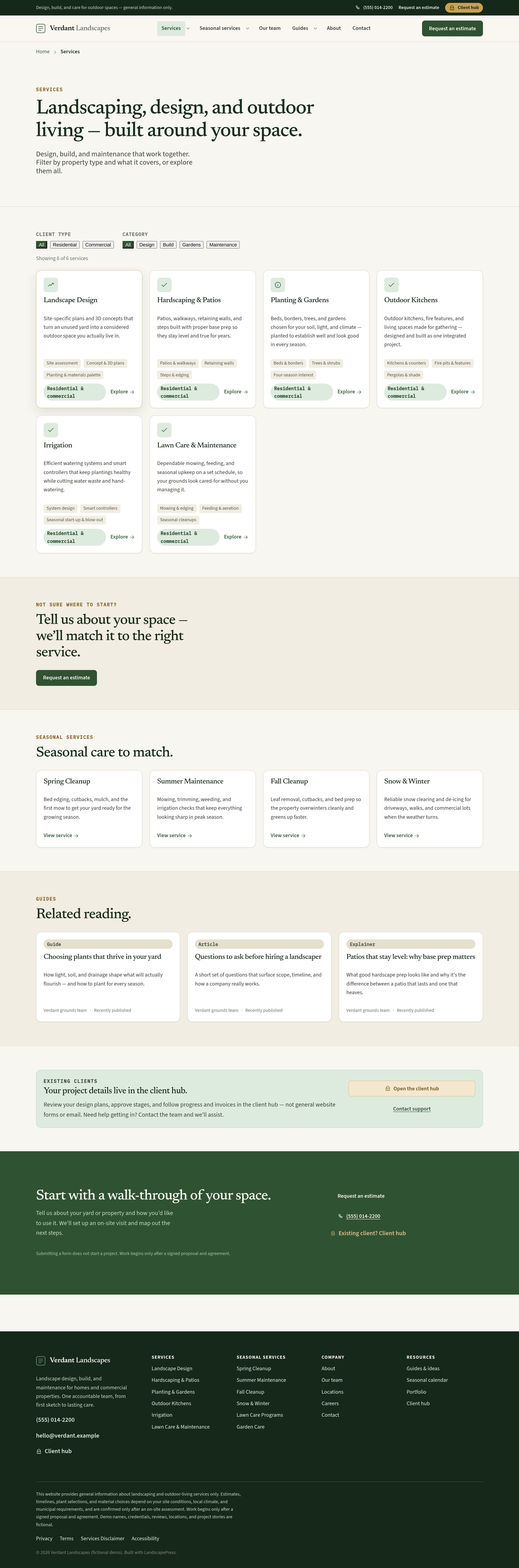 Services — design through lawn care