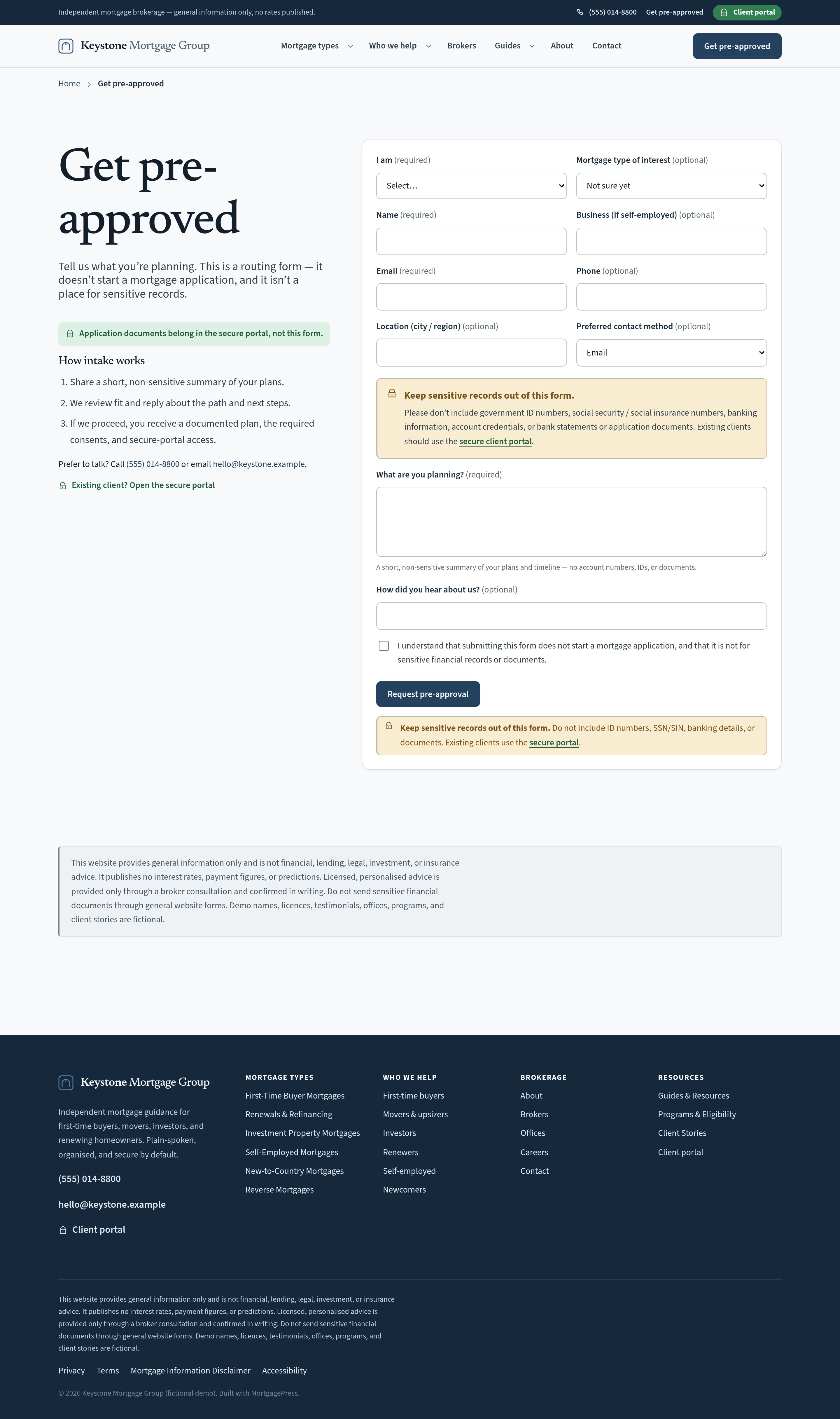 Get pre-approved — native form, no rates