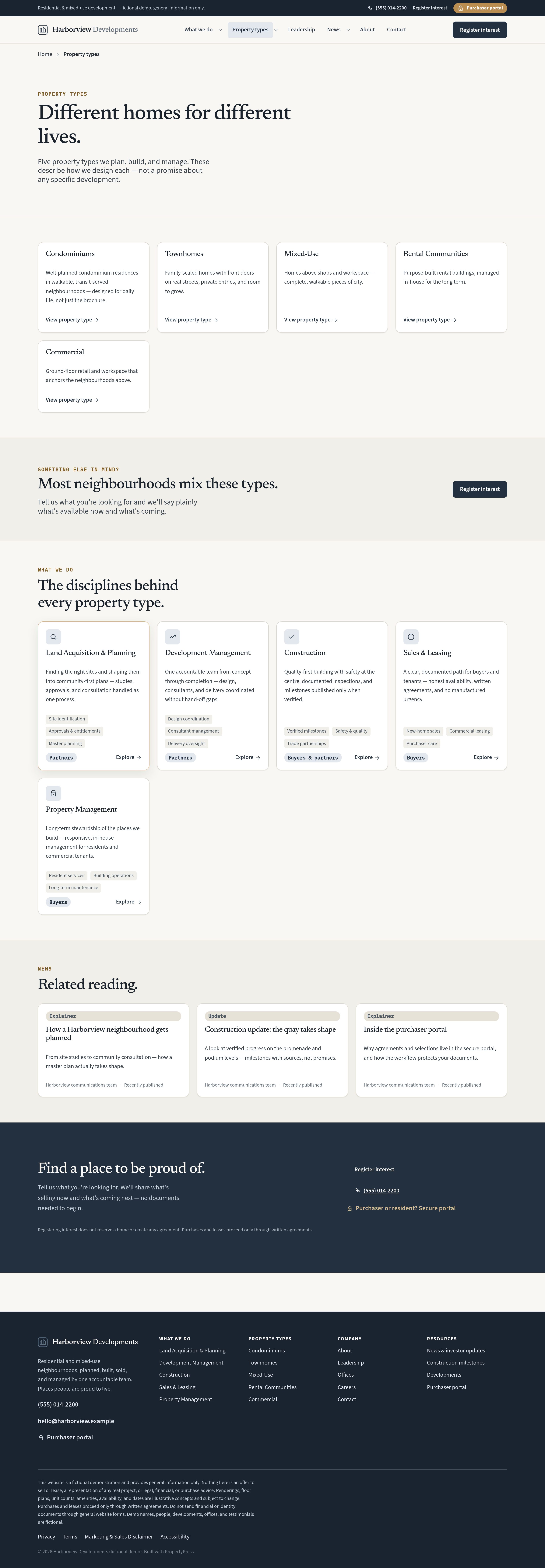 Property types — condos through commercial