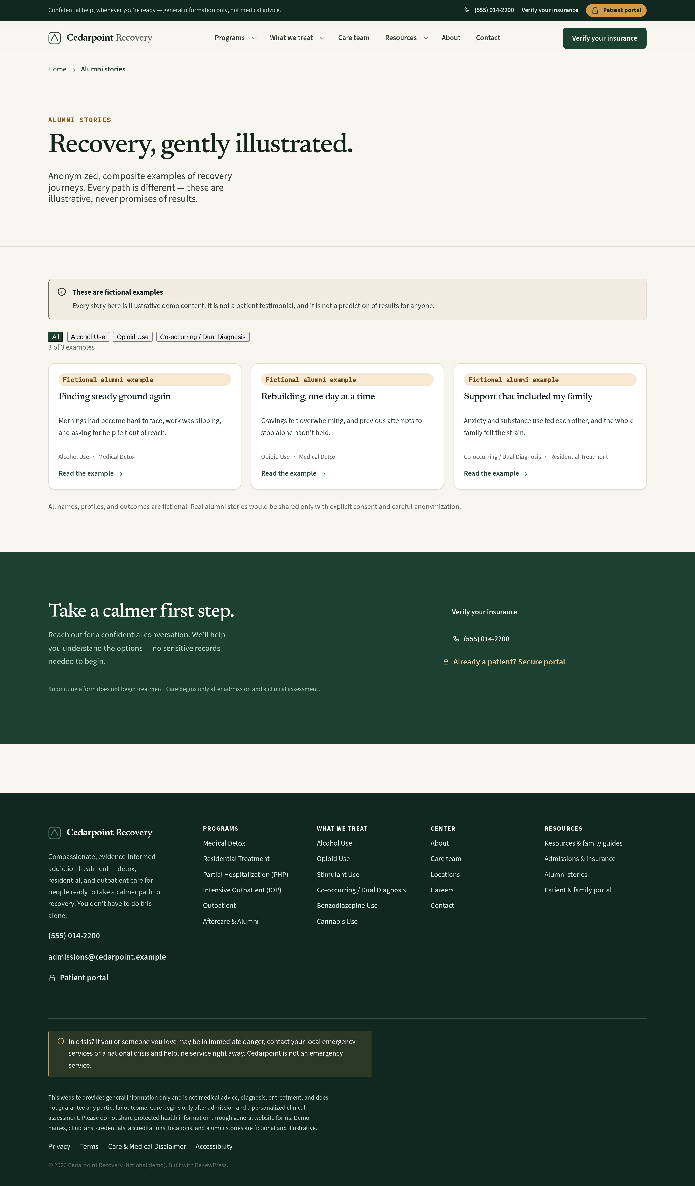 Alumni stories — anonymized and hopeful