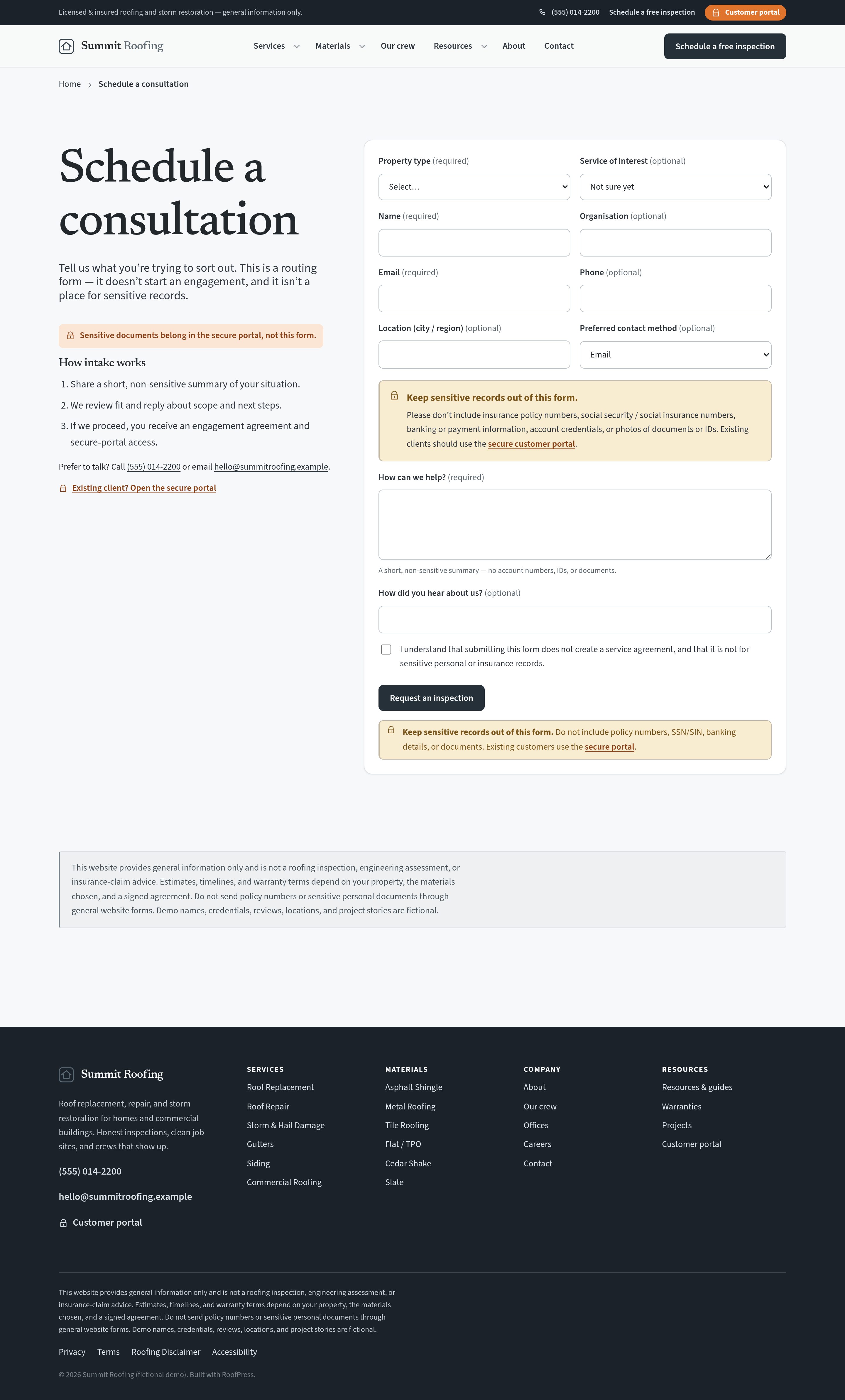 Free inspection — native form, claims guidance