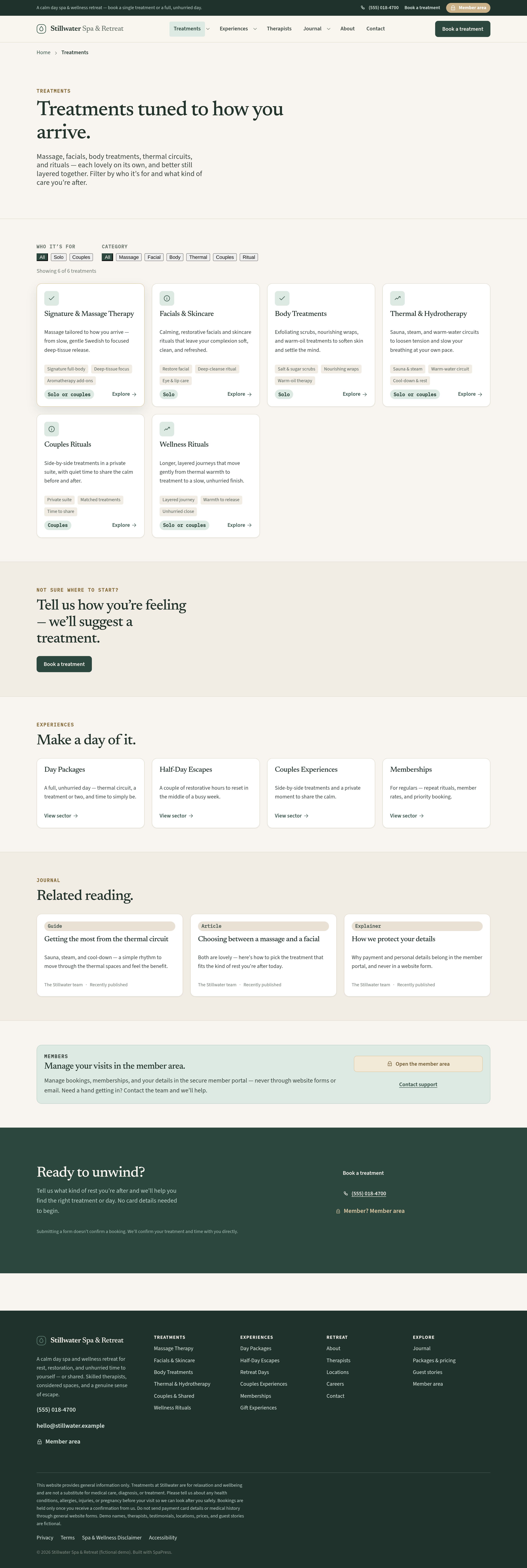 Treatments — massage through wellness rituals