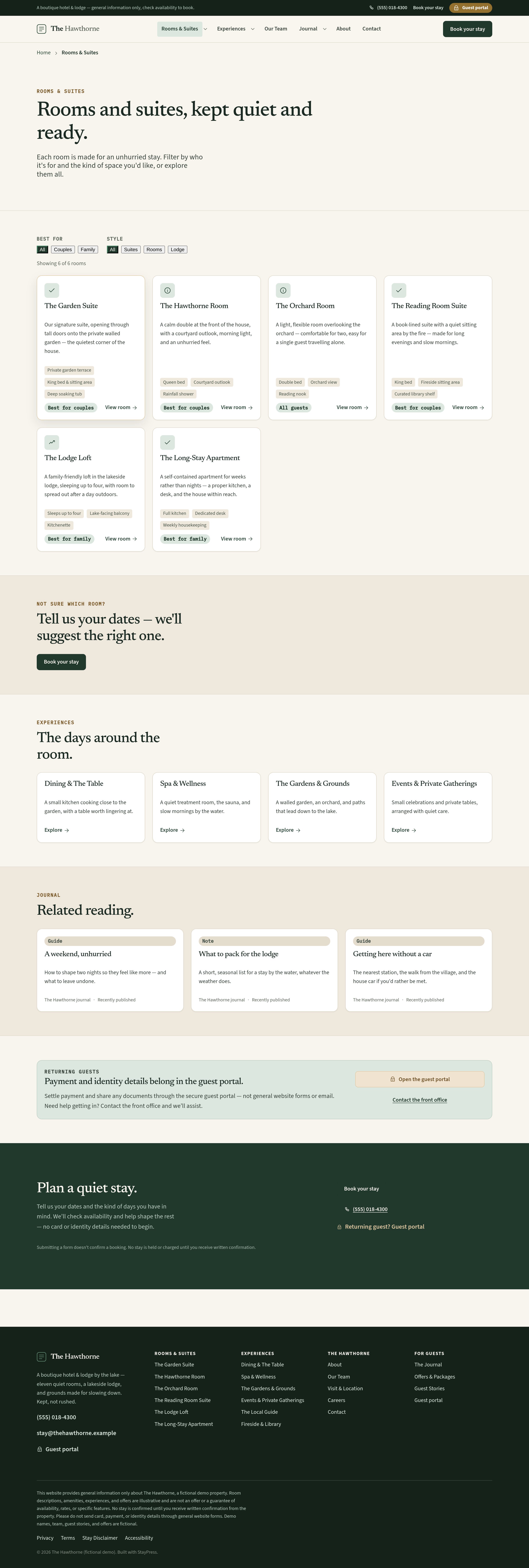 Rooms & suites — considered detail