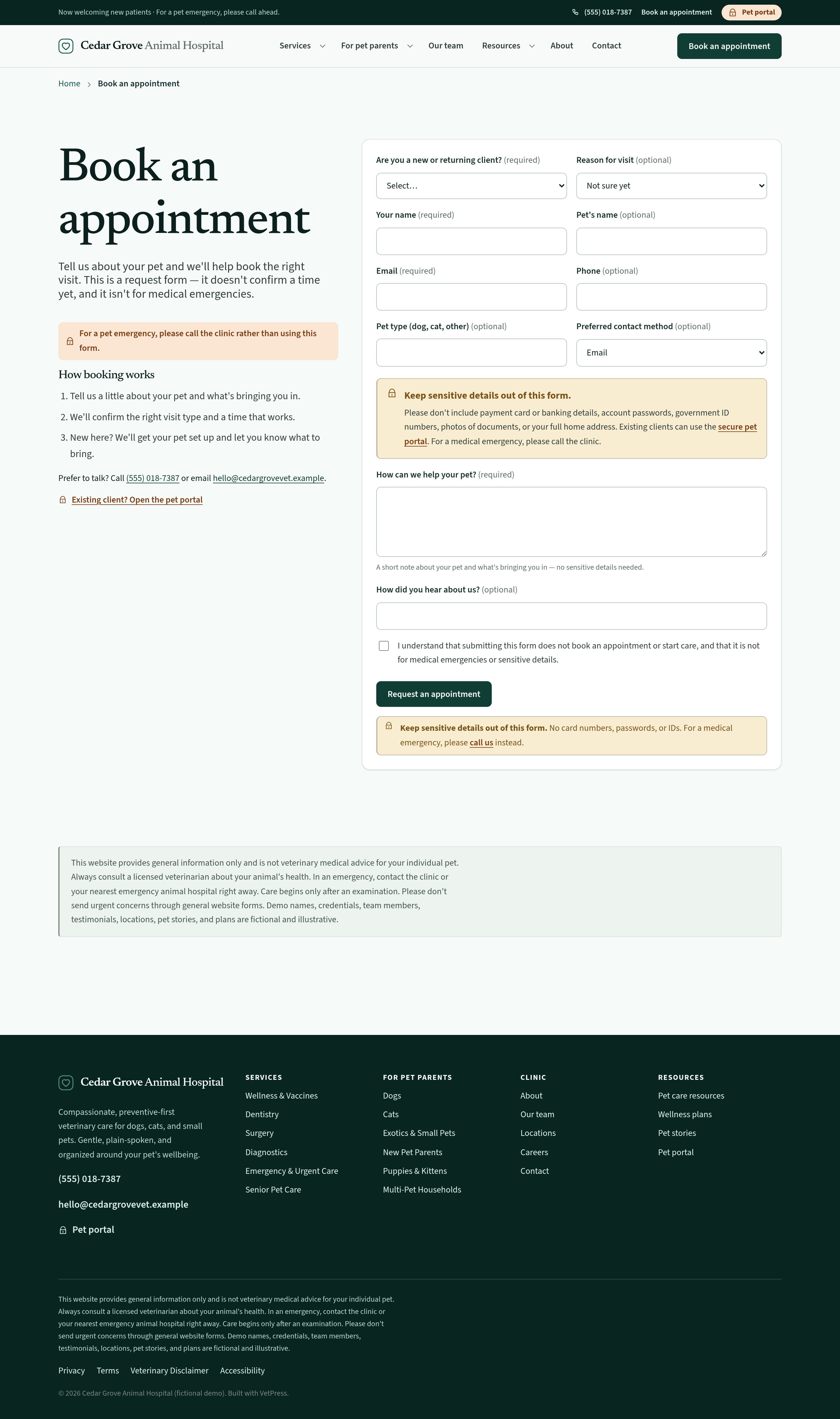 Book an appointment — native form